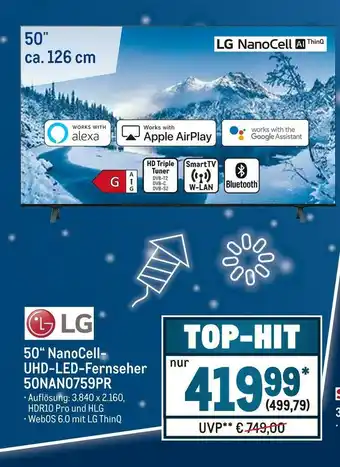 METRO Lg 50“ nanocell-uhd-led-fernseher 50nano759pr Angebot