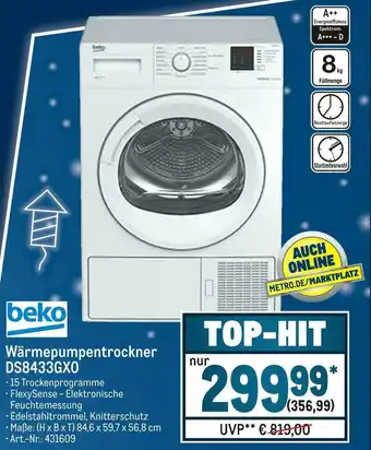 METRO Beko wärmepumpentrockner ds8433gx0 Angebot