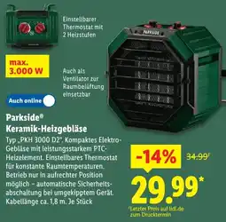 Lidl Parkside Keramik-Heizgebläse Angebot