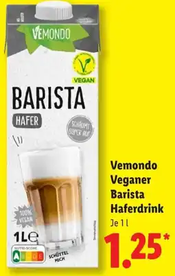 Lidl Vemondo Veganer Barista Haferdrink Angebot