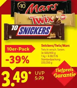 Lidl Snickers/Twix/Mars Angebot