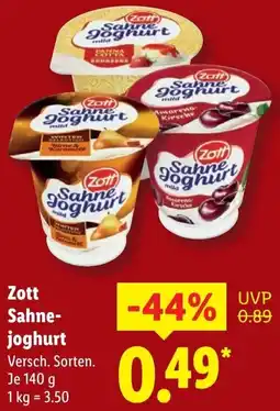 Lidl Zott Sahnejoghurt Angebot