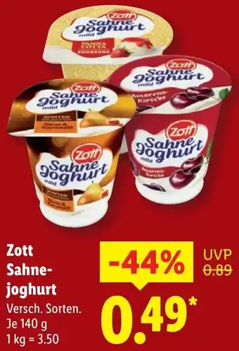 Lidl Zott Sahnejoghurt Angebot