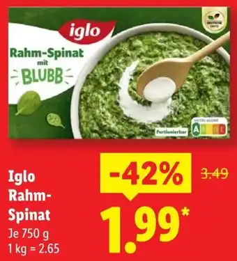 Lidl Iglo Rahm Spinat Angebot