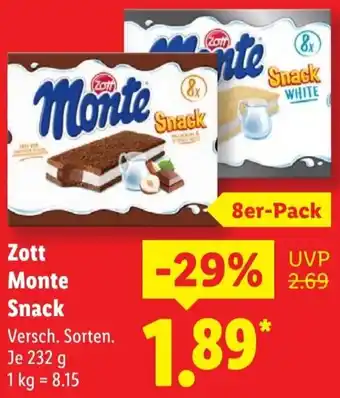 Lidl Zott Monte Snack Angebot