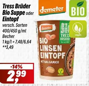 Simmel Tress Brüder Bio Suppe oder Eintopf Angebot
