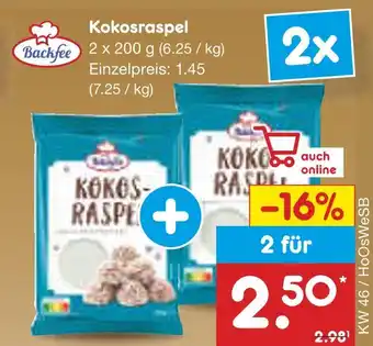 Netto Marken-Discount Backfee kokosraspel Angebot