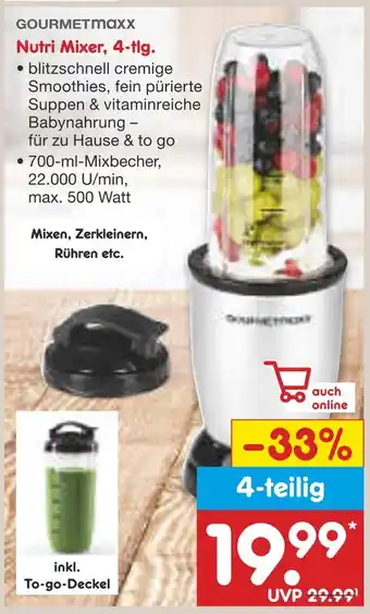 Netto Marken-Discount Gourmetmaxx nutri mixer, 4-tlg Angebot
