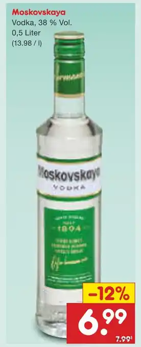 Netto Marken-Discount Moskovskaya vodka Angebot