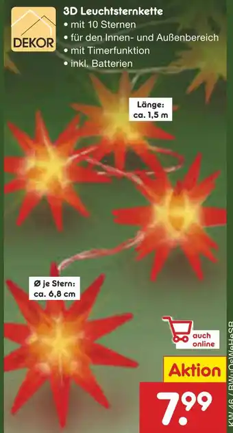 Netto Marken-Discount Dekor 3d leuchtsternkette Angebot
