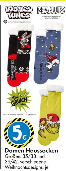 TEDi Looney tunes, the grinch oder peanuts damen haussocken Angebot