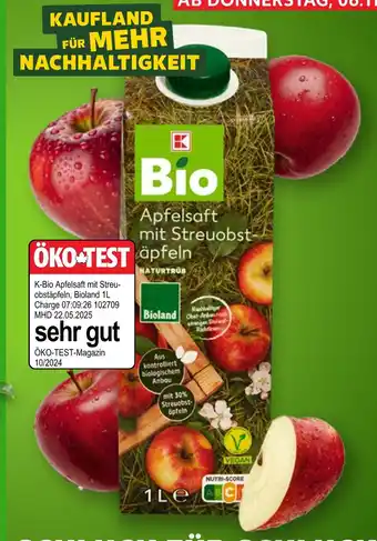 Kaufland K-bio apfelsaft mit streuobstäpfeln Angebot