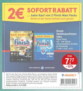 V Markt Finish ultimate plus spülmaschinentabs Angebot