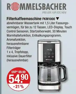 V Markt Rommelsbacher filterkaffeemaschine fkm1000 Angebot