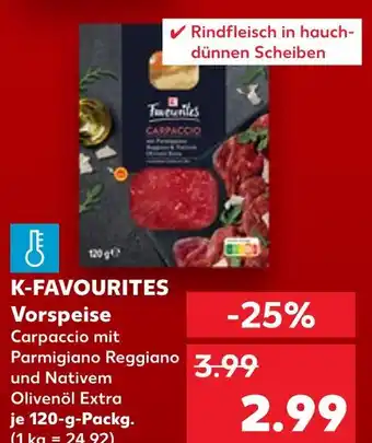 Kaufland K-favourites vorspeise carpaccio mit parmigiano reggiano und nativem olivenöl extra Angebot
