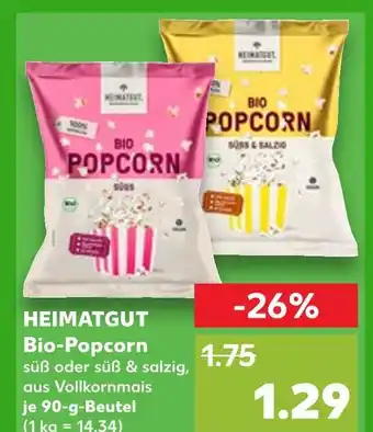 Kaufland Heimatgut bio-popcorn süß Angebot
