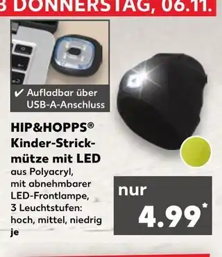 Kaufland Hip&hopps kinder-strickmütze mit led Angebot