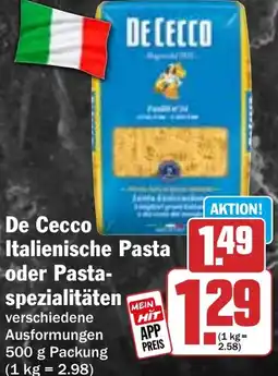 HIT De Cecco Italienische Pasta oder Pastaspezialitäten Angebot