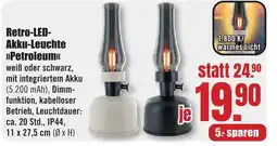 B1 Discount Baumarkt Retro-LED- Akku-Leuchte >>Petroleum<< Angebot