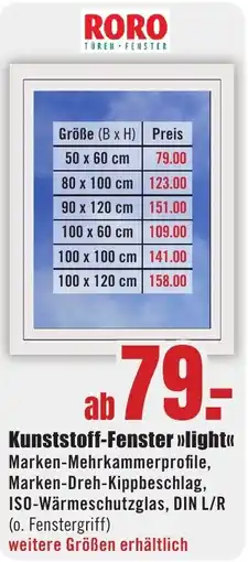 B1 Discount Baumarkt RORO TÜREN-FENSTER Kunststoff-Fenster >>light<< Angebot