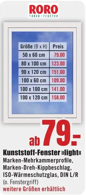 B1 Discount Baumarkt RORO TÜREN-FENSTER Kunststoff-Fenster >>light<< Angebot
