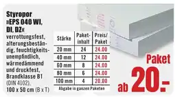 B1 Discount Baumarkt Styropor >>EPS 040 WI, DI, DZK Angebot