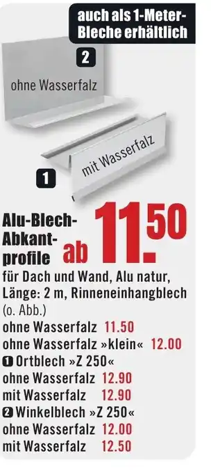 B1 Discount Baumarkt Alu-Blech- Abkantprofile Angebot