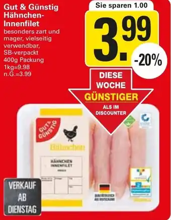 WEZ Gut & Günstig Hähnchen- Innenfilet Angebot