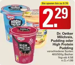 WEZ Dr. Oetker Milchreis, Pudding oder High Protein Pudding Angebot