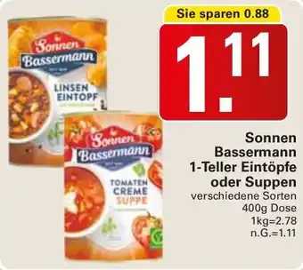 WEZ Sonnen Bassermann 1-Teller Eintöpfe oder Suppen Angebot