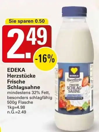 WEZ EDEKA Herzstücke Frische Schlagsahne Angebot