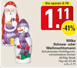 WEZ Milka Schnee- oder Weihnachtsmann Angebot