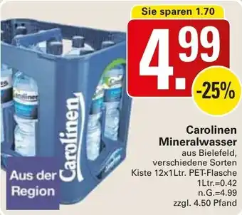 WEZ Carolinen Mineralwasser Angebot