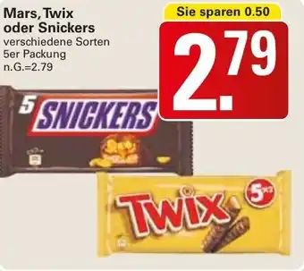 WEZ Mars, Twix oder Snickers Angebot