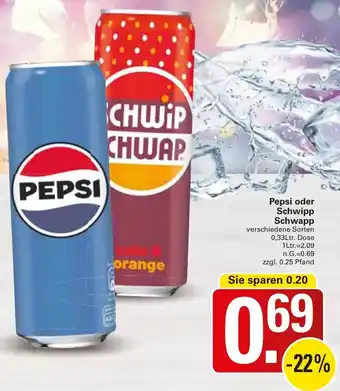 WEZ Pepsi oder Schwipp Schwapp Angebot