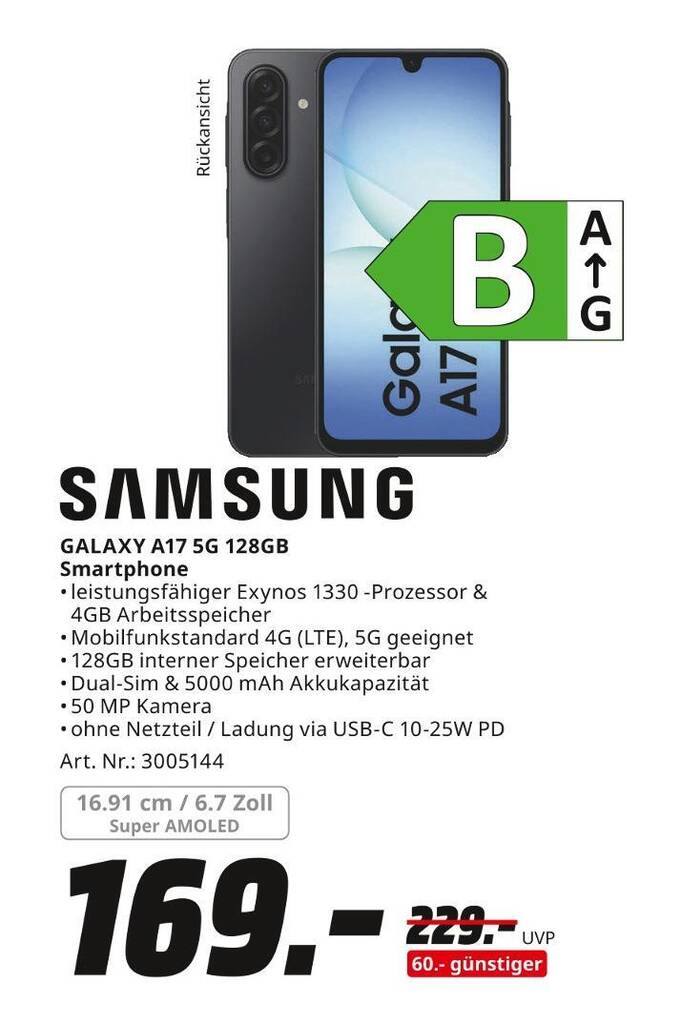 Samsung Galaxy A17 5G 128GB di MediaMarkt