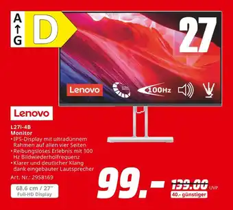 MediaMarkt Lenovo l27i-4b monitor Angebot
