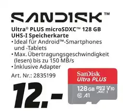 MediaMarkt Sandisk ultra plus microsdxc 128 gb uhs-i speicherkarte Angebot