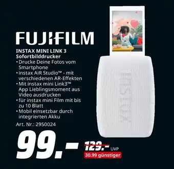 MediaMarkt Fujifilm instax mini link 3 sofortbilddrucker Angebot