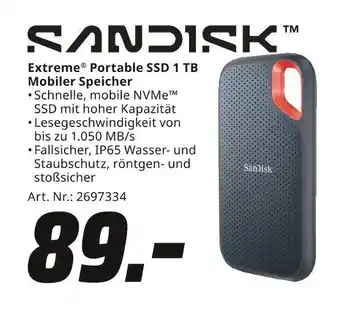 MediaMarkt Sandisk extreme portable ssd 1 tb mobiler speicher Angebot
