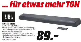 MediaMarkt Jbl cinema sb510 3.1-kanal-soundbar Angebot