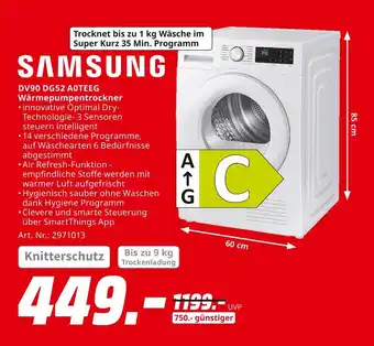 MediaMarkt Samsung dv90 dg52 a0teeg wärmepumpentrockner Angebot