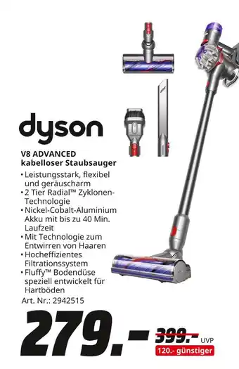 MediaMarkt Dyson v8 advanced kabelloser staubsauger Angebot