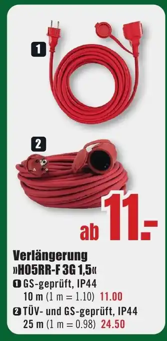 B1 Discount Baumarkt Verlängerung >>H05RR-F 3G 1,5<< Angebot