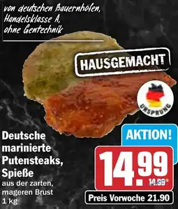 HIT Deutsche marinierte Putensteaks, Spieße Angebot