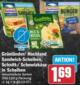 HIT Grünländer/ Hochland Sandwich-Scheiben, Schnitt-/Schmelzkäse in Scheiben Angebot