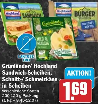 HIT Grünländer/ Hochland Sandwich-Scheiben, Schnitt-/Schmelzkäse in Scheiben Angebot