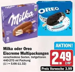 HIT Milka oder Oreo Eiscreme Multipackungen Angebot