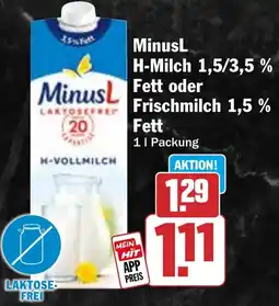 HIT MinusL H-Milch oder Frischmilch Angebot
