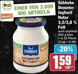 HIT Söbbeke Demeter Joghurt Natur Angebot
